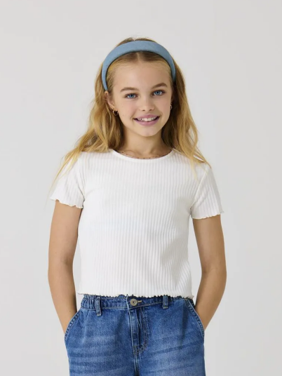 Kids Only Nella Short Sleeve O-Neck Top Juniors Hvit 134/140