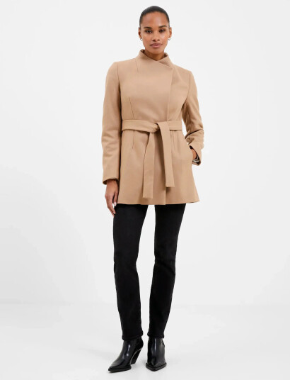 French Connection Platform Felt Crossover Coat - Beige - 36 French Connection Platform Felt Crossover Coat - Beige - 36