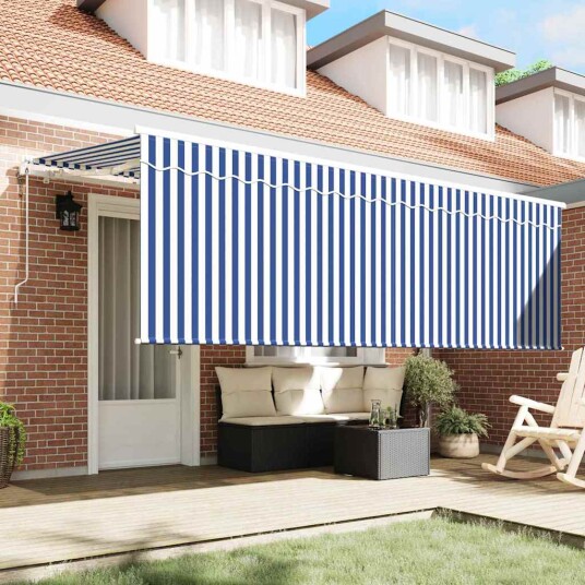 Innvendbar Markise Stripete Blå og hvit Hvit 350 x 200 cm