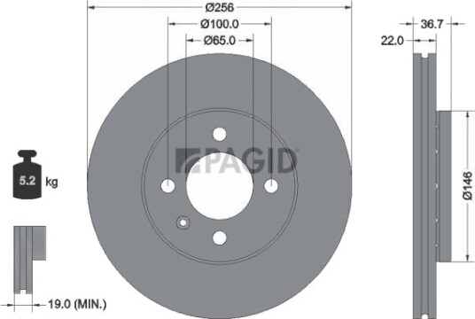 PAGID 55870NC Bremseskive PAGID 55870NC Bremseskive