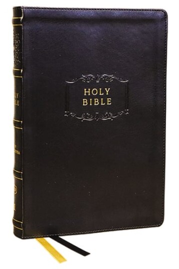KJV, CenterColumn Reference Bible with Apocrypha, Leathersoft, Black, 73,000 CrossReferences, Red
