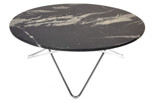Ox Denmarq Large O Table salongbord marmor marquina matt, rustfritt stativ