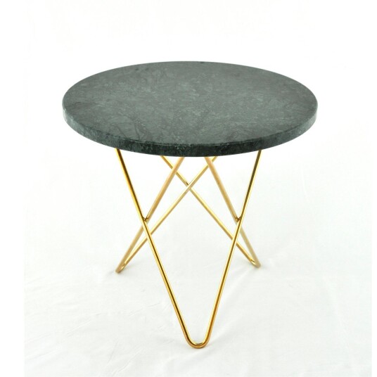 Ox Denmarq Mini O sidebord Ø40 H37, messing understell grønn marmor