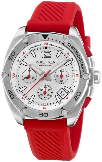 Nautica Herreklokke NAPTCF205 Tin Can Bay Sølvfarget/Gummi Ø44 mm