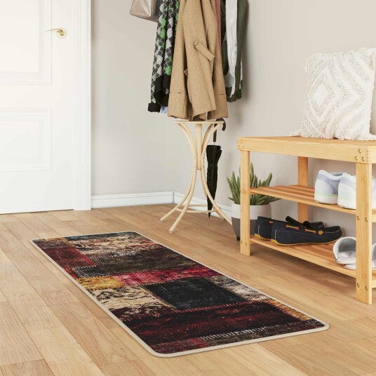 Teppe Runner MARSA Flerfarget 50 x 200 cm Polyester og PVC Teppe Runner MARSA Flerfarget 50 x 200 cm Polyester og PVC