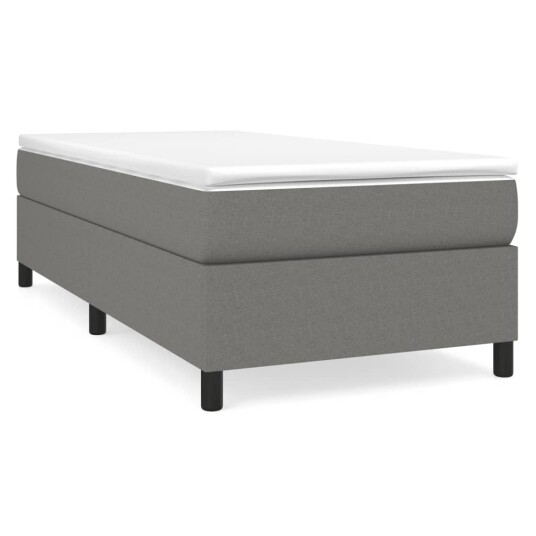 vidaXL Sengeramme boksfjær mørkegrå 90x190 cm 3FT Single stoff