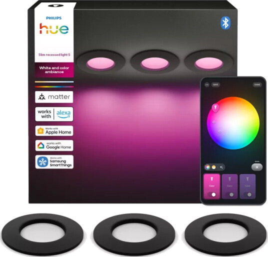 Hue Waca Slim Downlight S 90Mm Black Multipack