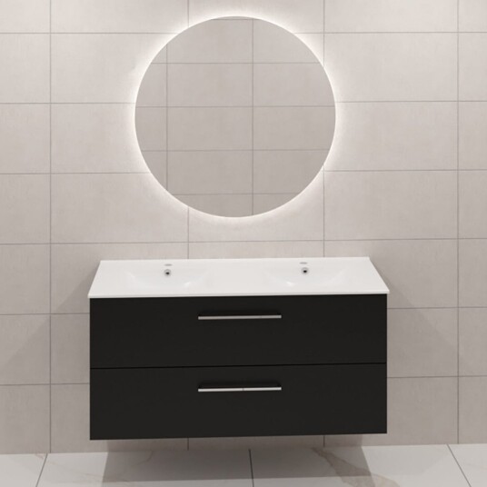 Dansani Mido+ Møbelpakke Servantskap med Servant Svart Struktur / 120cm Dobbel Corona Rundt