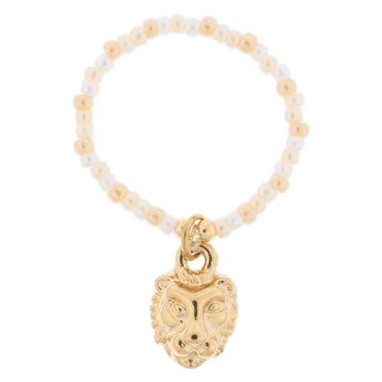 DARK Glass Bead Ring Charm Vanilla Mix Lion Charm 2mm
