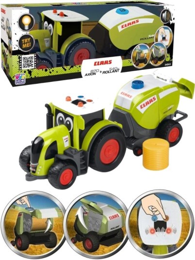 Happy People Claas Kids Axion 870 Traktor Med Rollant 540 Rundballpresser