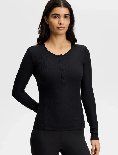 J. Lindeberg Sanna Rib Henley Ls   Black   XS
