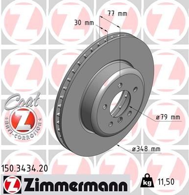 Bremseskive ZIMMERMANN 150.3434.20 Bremseskive ZIMMERMANN 150.3434.20