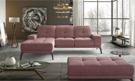 Hjørnesofa Eltap Torrense 265x175x98 cm Mat Velvet 63 Rosa Venstre