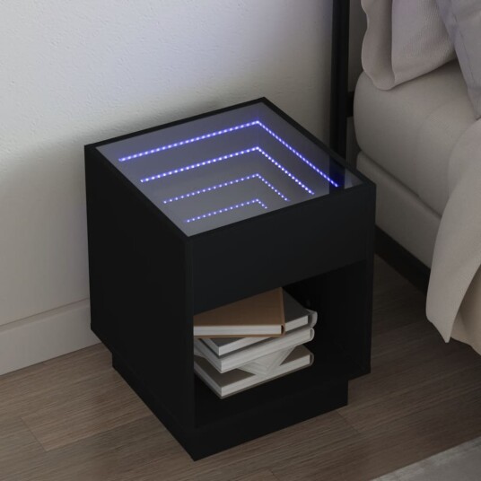 Salongbord med Infinity LED svart 40x40x50 cm 3284078