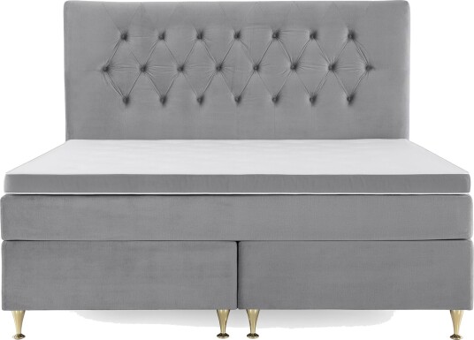 Royal Velvet Komplett Sengepakke 160x200 cm Lysegrå Fløyel/Lave Gullben
