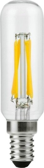 Spl E14 4W dimbar LED rørpære   9,5cm filament 2700K klart glass   Dimbar : Dimbar Kulør : Varm