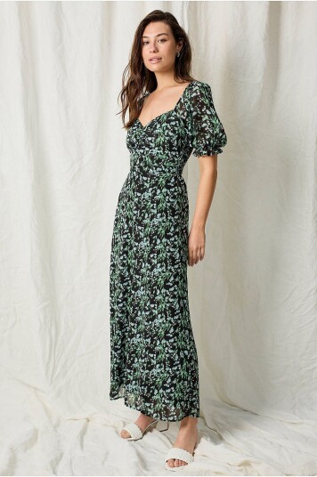 Joelle Maxikjole i chiffon Svart