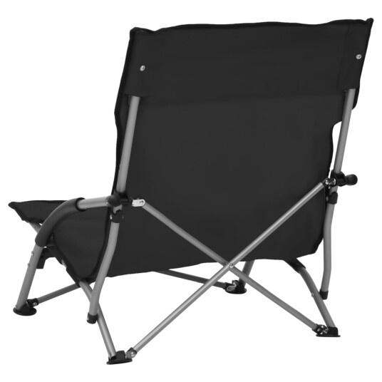 vidaXL Sammenleggbare strandstoler 2 stk svart stoff vidaXL Sammenleggbare strandstoler 2 stk svart stoff