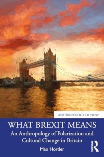 What Brexit Means An Anthropology of Polarization and Cultural Change in Britain What Brexit Means An Anthropology of Polarization and Cultural Change in Britain