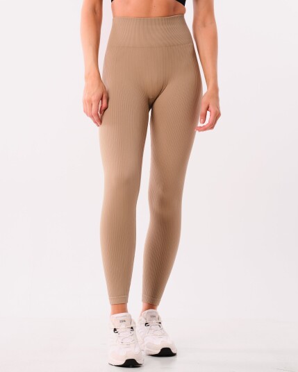 Bumpro Perfect Wide Rib Scrunch Tights Beige Dune - XS