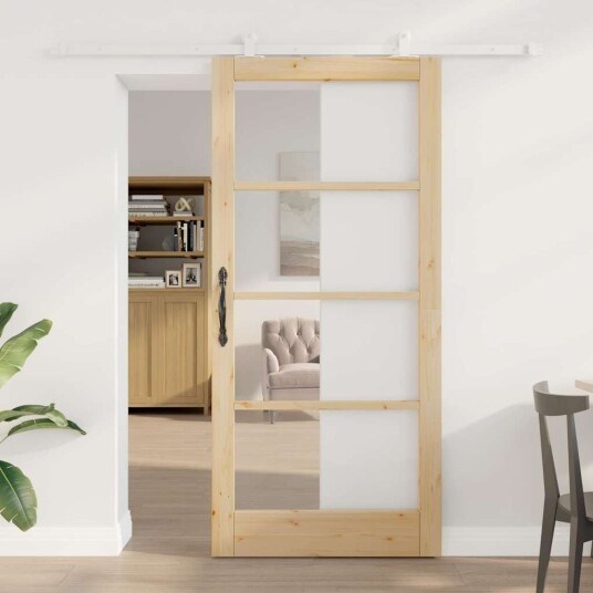 vidaXL Skyvedør med Hensett 'ORKDAL'Solid Tre & Glass