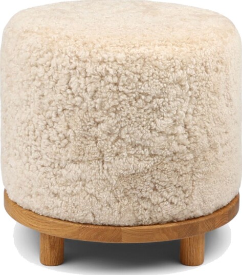 Simon pouf | Korthåret | D46xH42 cm   Pearl Eik