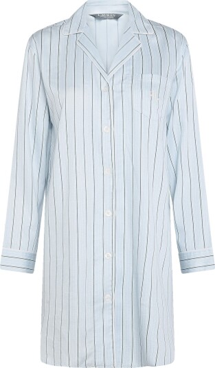 Lauren Ralph Lauren Homewear Lrl L/S Notch Collar Sleepshirt BLUE STRIPE S