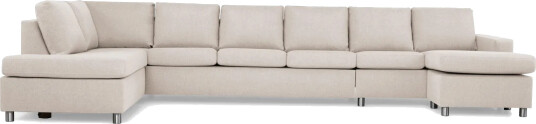 Crazy 6 seters Venstrevendt U formet XX Large Sofa med Divan og Sjeselong i Stoff   Beige