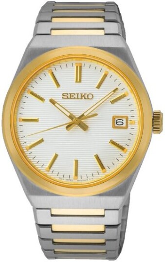 Seiko Herreklokke SUR558P1 Dress Hvit/Gulltonet stål Ø38.9 mm