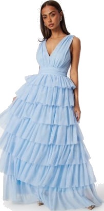 Bubbleroom Occasion Tulle Frill Gown Light blue 40 Bubbleroom Occasion Tulle Frill Gown Light blue 40