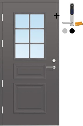 Ytterdør Bygg1 Fjord 03 Klarglass med Yale Doorman Classic Home
