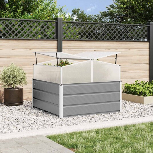 vidaXL Plantekassed Lysegrå 100 x 100 x 77 cm Galvanisert Stål vidaXL Plantekassed Lysegrå 100 x 100 x 77 cm Galvanisert Stål