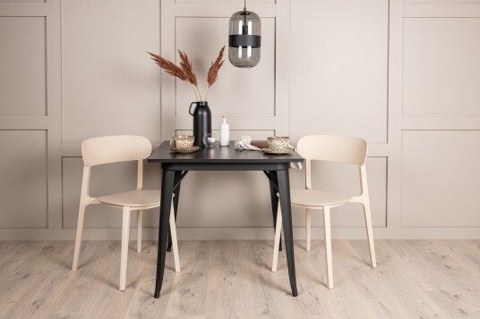 Venture Home Tempe Matgruppe 80 cm Rektangulær med 2 Åstol stoler Sort