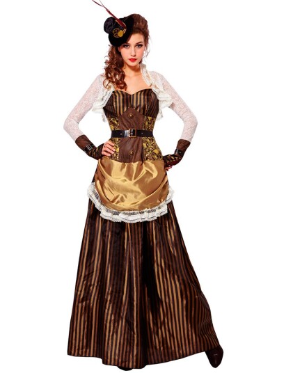 Lekkert Steampunk Damekostyme med Mini Topphatt Lekkert Steampunk Damekostyme med Mini Topphatt