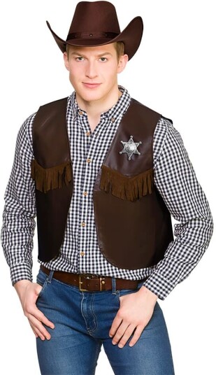 Wicked Costumes Ltd Cowboyvest m/stjerne Brun Wicked Costumes Ltd Cowboyvest m/stjerne Brun