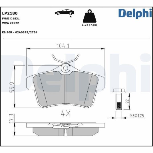 Bremseklosser DELPHI LP2180 Bremseklosser DELPHI LP2180