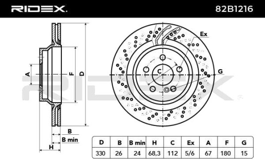 RIDEX 82B1216 Bremseskive