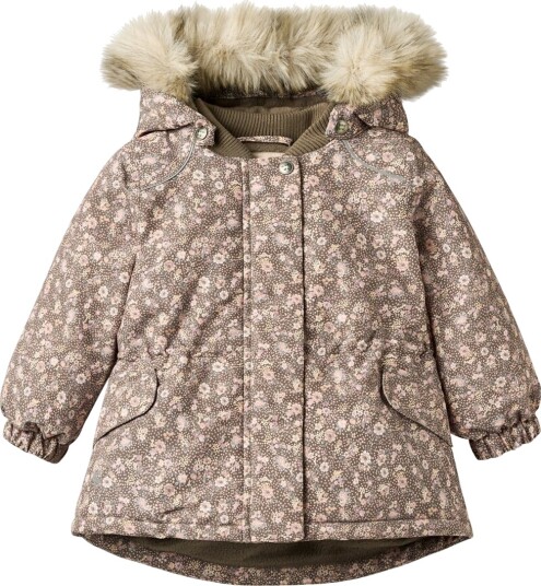Wheat Vinterjakke   Mathilde   Dry Tre Snow Blomster   Wheat   1 år (80)   Vinterjakke Brun Rosa