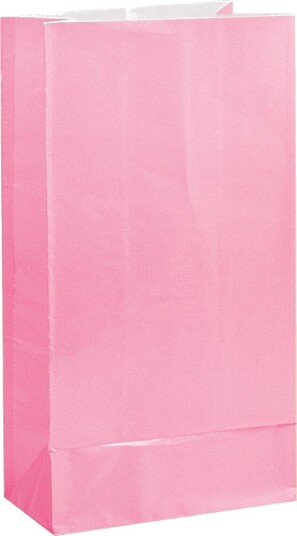 Unique 12 stk Lys Rosa Godteposer i Papir 59001