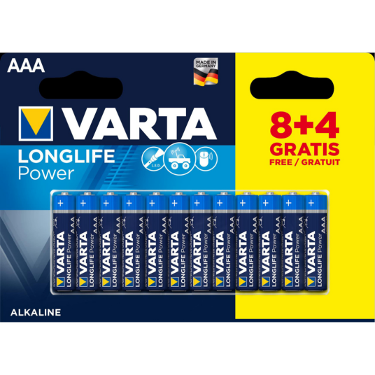 VARTA BATTERI ALKALINE AAA 8+4-PACK