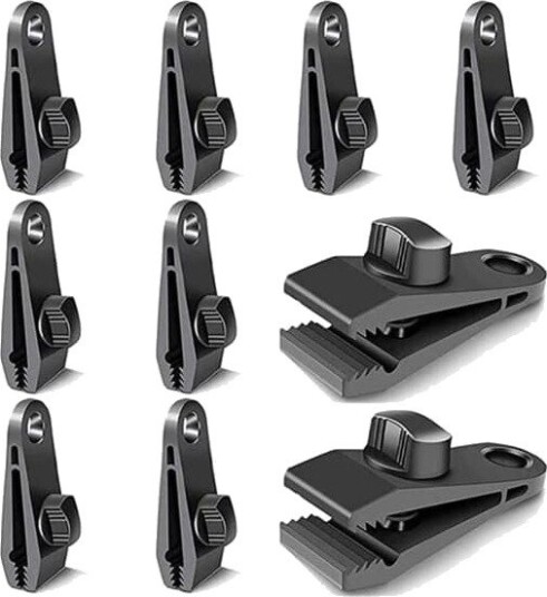 Ukjent merke teltutstyr 10 stk presenningsklemmer presenningsfester presenningskroker vindtette campingteltklemmer Svart 8*3*2.5cm