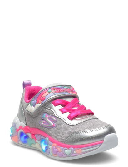 Skechers Girls Eternal Heart Lights Ton Of Love Silver 22.5 Skechers Girls Eternal Heart Lights Ton Of Love Silver 22.5