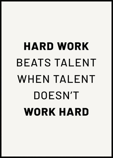 Hard Work Beats Talent Plakat Plakat / 40x50cm Hard Work Beats Talent Plakat Plakat / 40x50cm