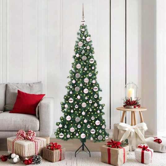 Hjørne Kunstig Jul Tre med 300 LED grønn 180 cm PVC og metall Hjørne Kunstig Jul Tre med 300 LED grønn 180 cm PVC og metall