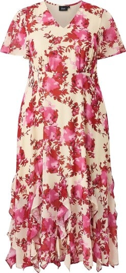 Zizzi   Maxikjole mBeatrise S/S Midi   Rosa