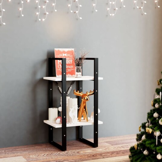 vidaXL Bokhylle 2 niv?er hvit 40x30x70 cm heltre furu
