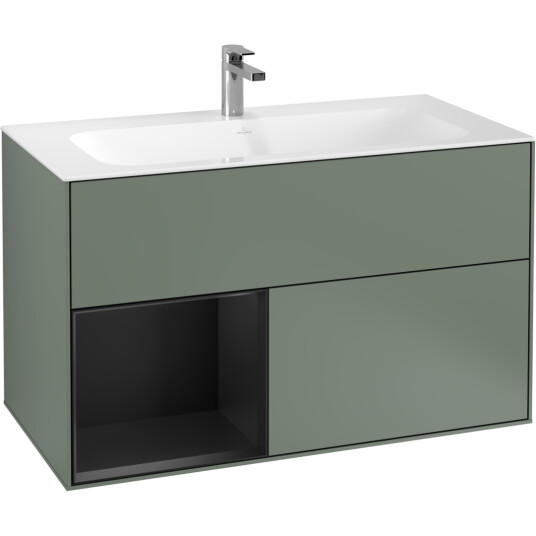 VILLEROY & BOCH FINION SERVANTSKAP 100 OLIVEN MATT LAKK M/LYS, VENSTRESTILT SVART MATT HYLLE