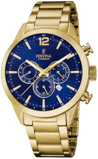 Festina Herreklokke F20633 2 Timeless Blå/Gulltonet stål Ø43.5 mm