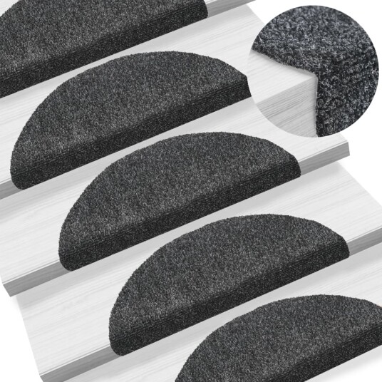 vidaXL Selvklebende trappematter 10 stk mørkegrå 56x17x3cm nålestempel