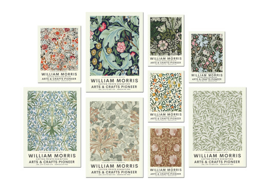 Plakat WILLIAM MORRIS / ARTS & CRAFTS PIONEER / Sett med 9